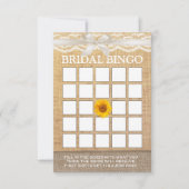 Carte Bingo de Fête de Mariage Ruban d'Ivoire Tournesol (Devant)