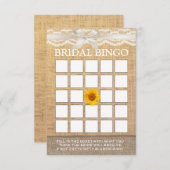 Carte Bingo de Mariage Ruban d'Ivoire Tournesol Toile de (Devant / Derrière)