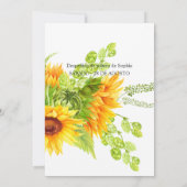 Carte Bingo de mariage tournesol (Dos)