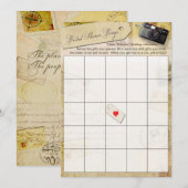 Carte Bingo de voyage de douche en crème et beige (Devant / Derrière)