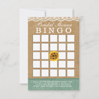 Carte Bingo élégant de Shower Mariage Fleur de Tournesol