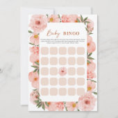 Carte BINGO Exquise Fleur de Pêche pour Baby Showe (Devant)