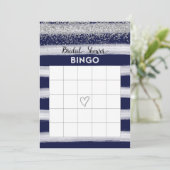 Carte Bingo Fête de l'mariée bleue Argent et Marin (Debout devant)