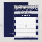 Carte Bingo Fête de l'mariée bleue Argent et Marin (Devant / Derrière)