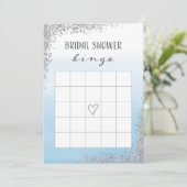 Carte Bingo Fête des mariées bleue et argent (Debout devant)