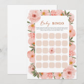 Carte BINGO Fleur de Pêche Exquise pour Baby Showe (Devant / Derrière)