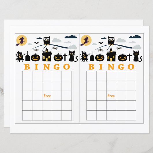 Carte Bingo Halloween (Devant / Derrière)