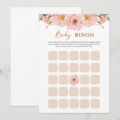 Carte BINGO pour Baby Shower Fleurs de Pêcher (Devant / Derrière)
