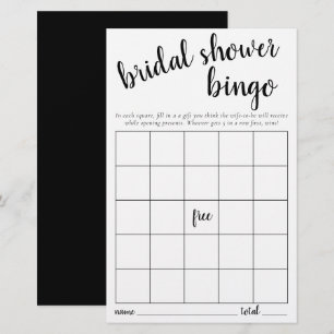 Carte Bingo simple   Black White Baby shower Jeu