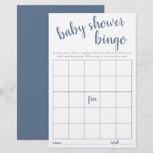 Carte Bingo simple Dusty Blue Baby shower Jeu
