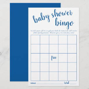 Carte Bingo simple   Jeu de Baby shower bleu class