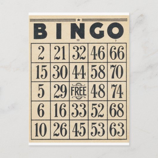 Carte Bingo vintage (Devant)