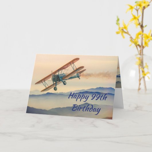 Carte Biplan d'amusement d'un quatre-vingt-dix-neuvième (Fleur jaune)