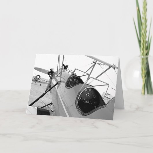 Carte Biplanes Cockpit Noir et Blanc (Devant)