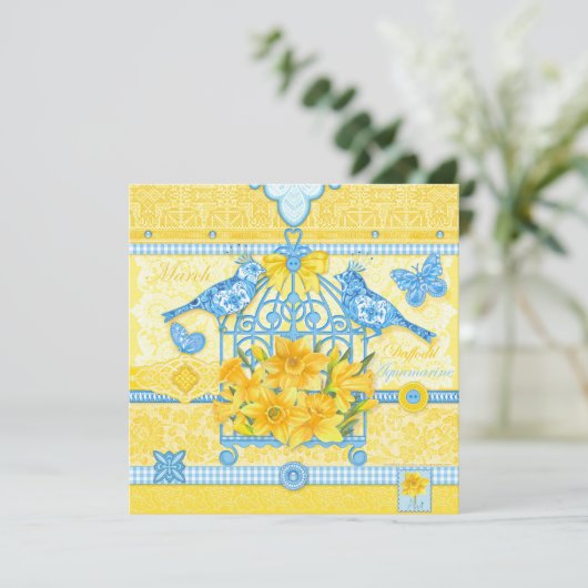 Carte Bird Flower and Gem March Birdcage Card (Debout devant)