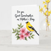 Carte Bird Great Grandmother Card (Fleur jaune)