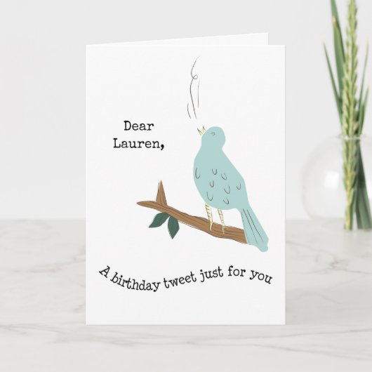 Carte Bird Singing Add a Name Birthday Wishes Greeting (Devant)