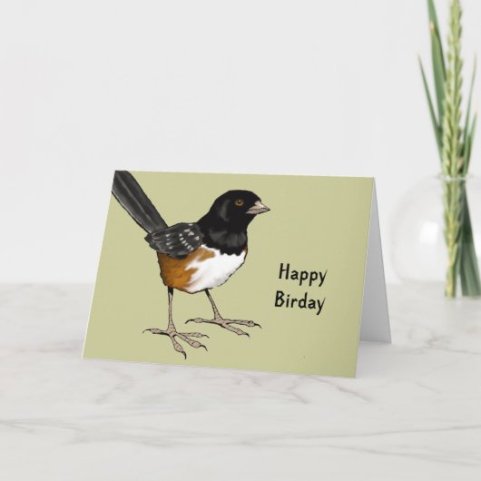 Carte Birday heureux : Calembour, illustration d'oiseau (Devant)