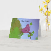 Carte Birdie sur une succursale Souhaits d'anniversaire (Fleur jaune)