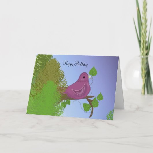 Carte Birdie sur une succursale Souhaits d'anniversaire (Devant)