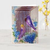 Carte Birds and Bird House Anniversaire (Fleur jaune)