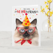 Carte Birman Cat MEOWvelous Anniversaire (Fleur jaune)