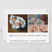 Carte Birth Announcement | Multi Photo Collage (Dos)