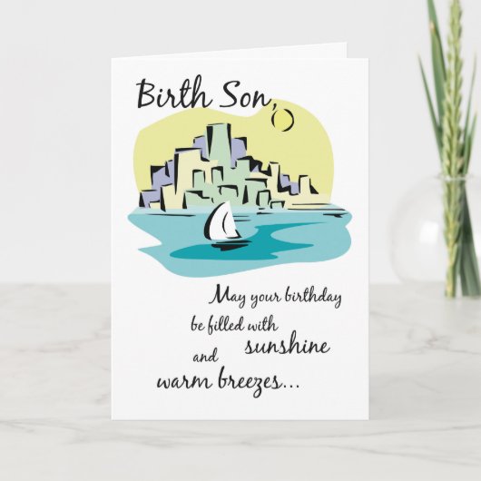 Carte Birth Son Voilier Ville Anniversaire (Devant)