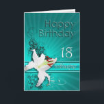 Carte Birthday<br><div class="desc">A pure white lily on a background of delicate scroll work. Une carte pour une dame.</div>