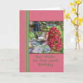 Carte Birthday, 100th, Bougainvillea, Birds, Waterfall (Fleur jaune)