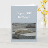 Carte Birthday 40th Fun Age Hummor Polar Bear Animal (Fleur jaune)
