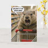 Carte Birthday Angry Ground Hog Grocery Shopper (Fleur jaune)
