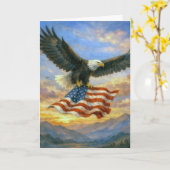 Carte Birthday Bald Eagle With American Flag (Fleur jaune)