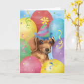 Carte Birthday Balloons Dachshund (Fleur jaune)