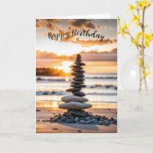 Carte Birthday Beach Cairn (Fleur jaune)