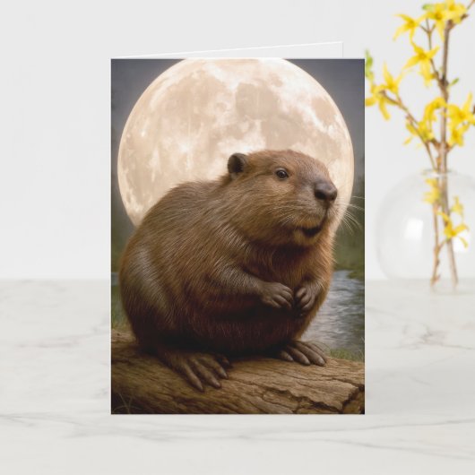 Carte Birthday Beaver (Fleur jaune)