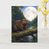 Carte Birthday Beaver Moon (Fleur jaune)