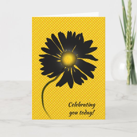 Carte Birthday Black Daisy On Polka Dots (Devant)
