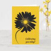 Carte Birthday Black Daisy On Polka Dots (Fleur jaune)