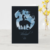 Carte Birthday Blessed Be Wicca avec Animaux et Lune (Fleur jaune)