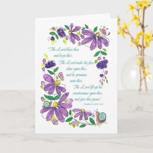 Carte Birthday Blessings Scripture Numbers 6:24-26 (Fleur jaune)