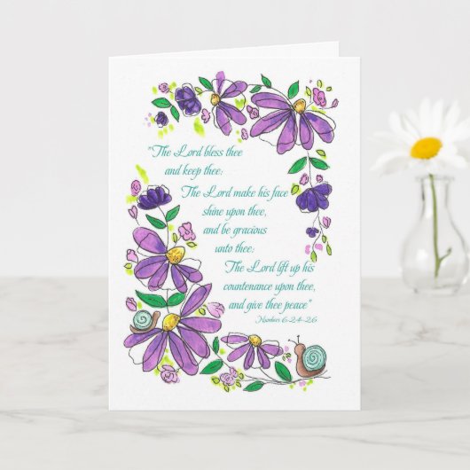 Carte Birthday Blessings Scripture Numbers 6:24-26 (Petite plante)