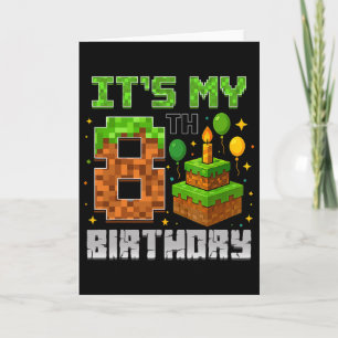 Carte Birthday Boy C'est mon 8e anniversaire Gamer Pixel