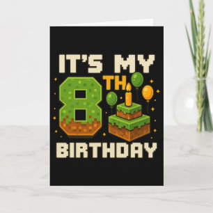 Carte Birthday Boy C'est mon 8e anniversaire Gamer Pixel