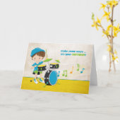 Carte Birthday Boy, Drummer, Music (Fleur jaune)