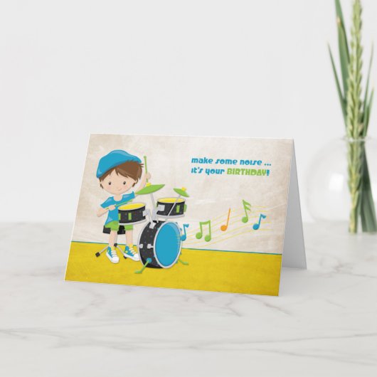 Carte Birthday Boy, Drummer, Music (Devant)