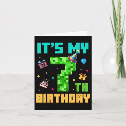 Carte Birthday Boy My 7th Birthday Video Game Pixel (Devant)