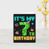 Carte Birthday Boy My 7th Birthday Video Game Pixel (Fleur jaune)