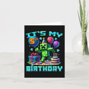 Carte Birthday Boy Son 5e Anniversaire Gamer Pixel Numér