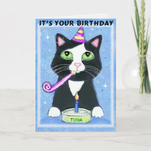 Carte Birthday Boy With Cat Greeting Card